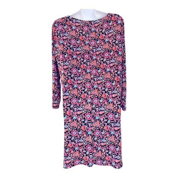 ❣️Renee C Thin Knit Stretch Jersey Shift Black Floral Career Office Casual Dress - Picture 8 of 13